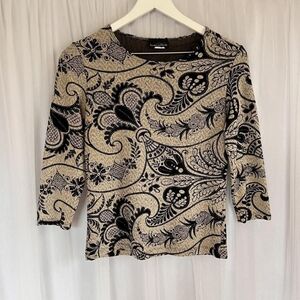 Black and Cream Paisley Top